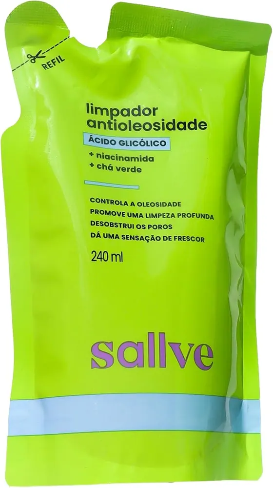 Sallve Limpador Facial Antioleosidade com Ácido Glicólico e Niacinamida - Refil 240ml