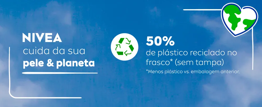 Frasco com 50% de plástico reciclado