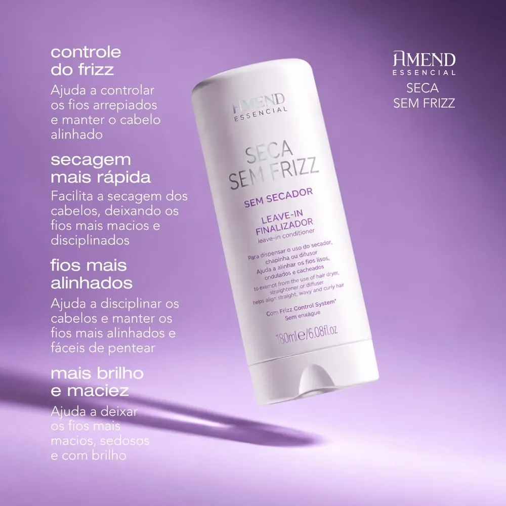 Amend Essencial Seca Sem Frizz Leave-In Finalizador 180ml