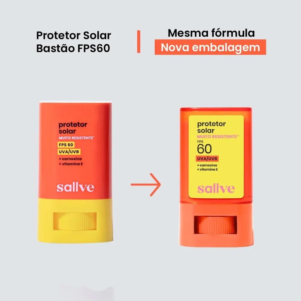 Sallve Protetor Solar em Bastão FPS 60 Sem Cor 15g