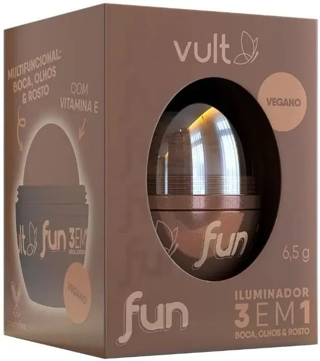 Vult Fun Iluminador 3 em 1 em Bastão Dourado Radiante 6,5g