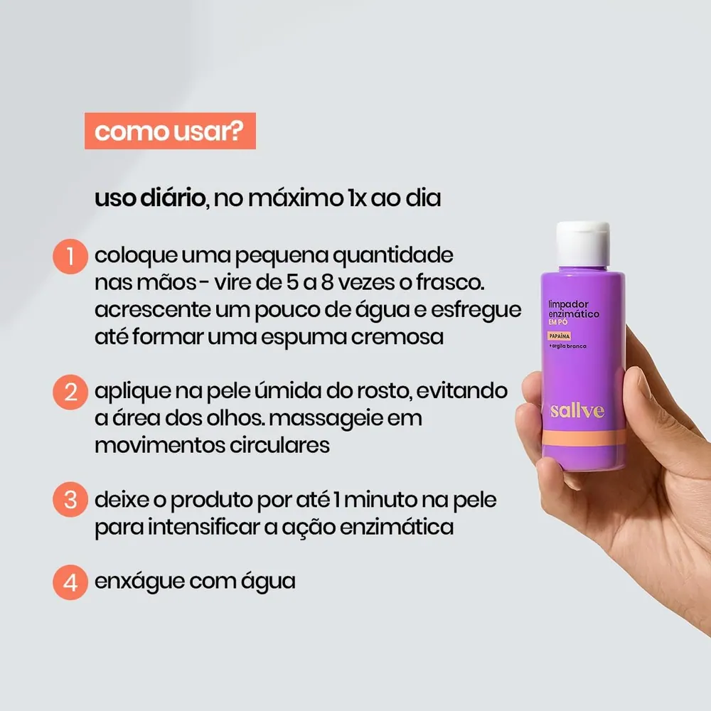 Sallve Limpador Enzimático em Pó com Papaína 30g