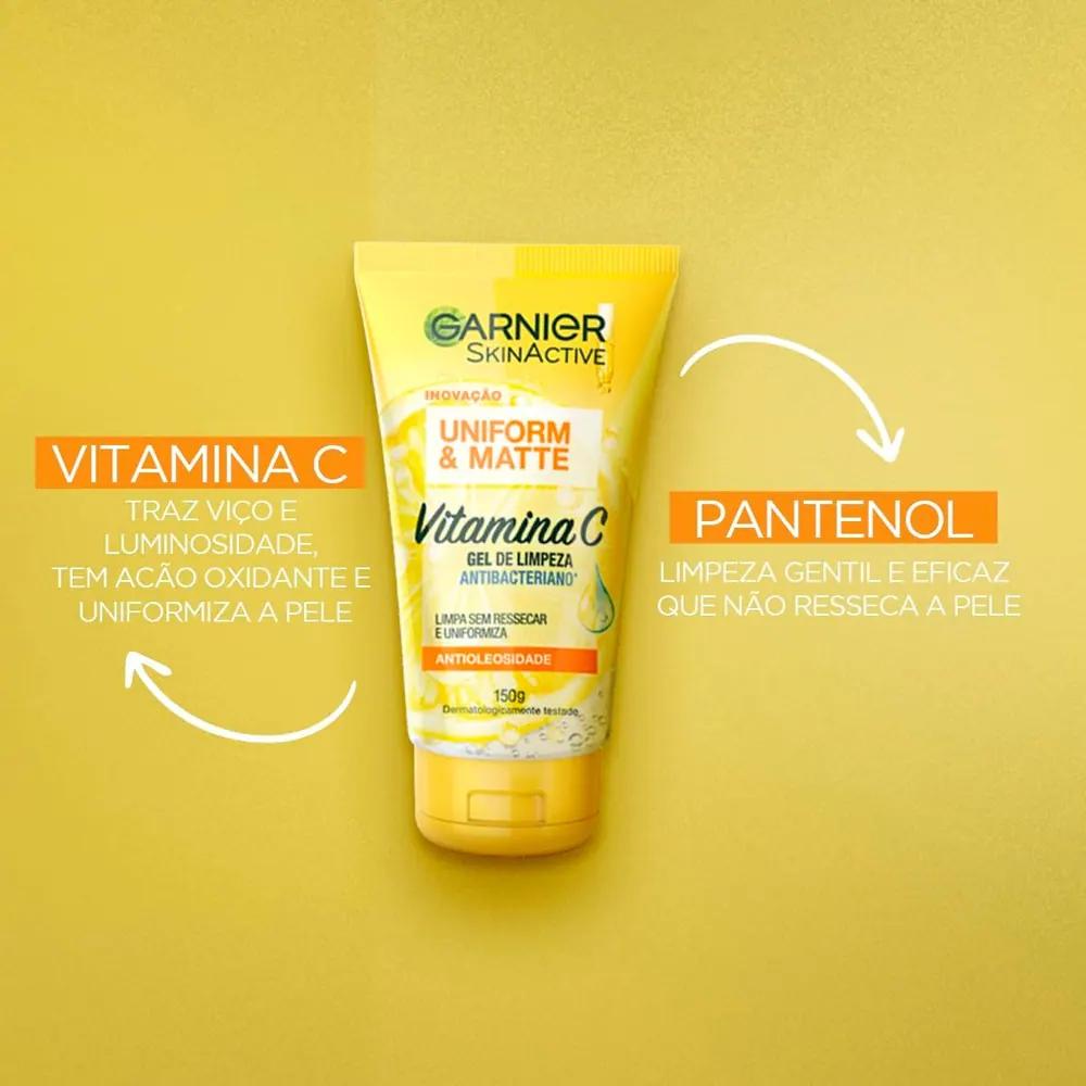 Garnier Uniform & Matte Vitamina C Gel de Limpeza Facial 150g