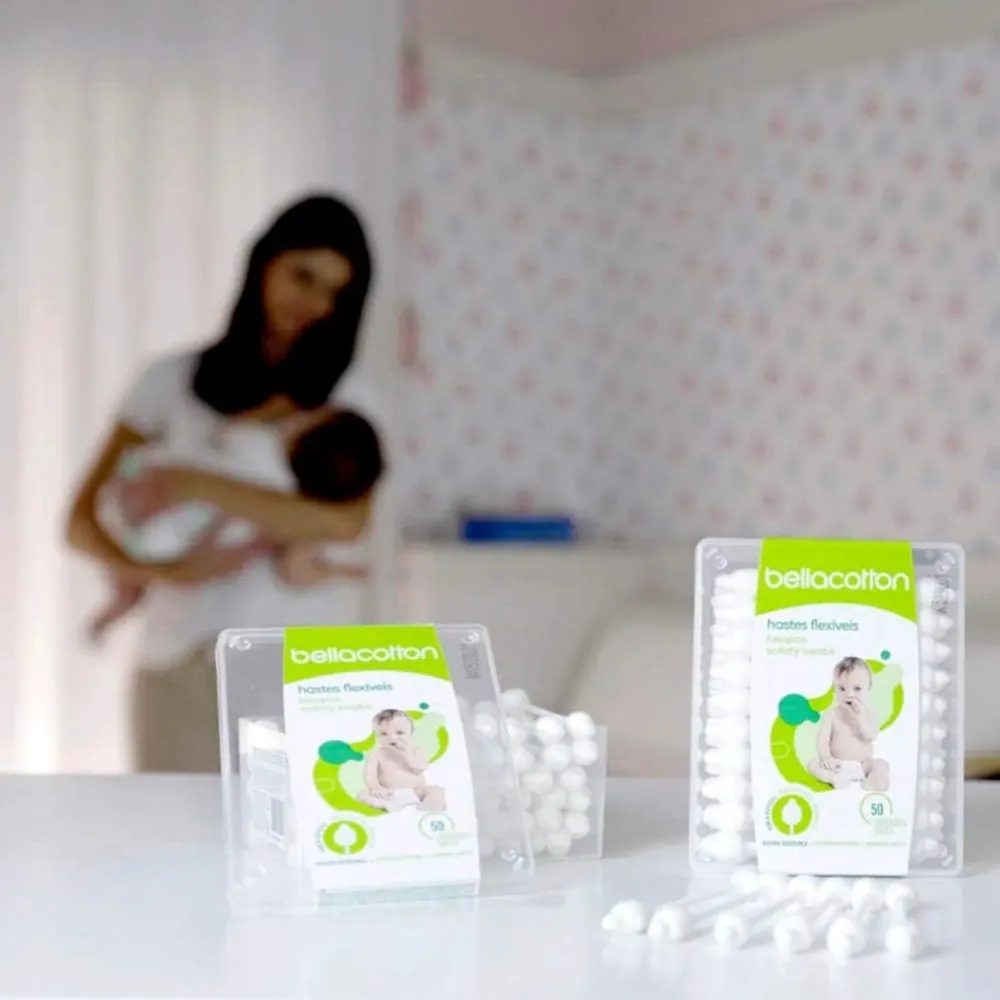 Bellacotton Hastes Flexíveis Baby - Kit 2 Pacotes com 50 unidades (100 hastes)
