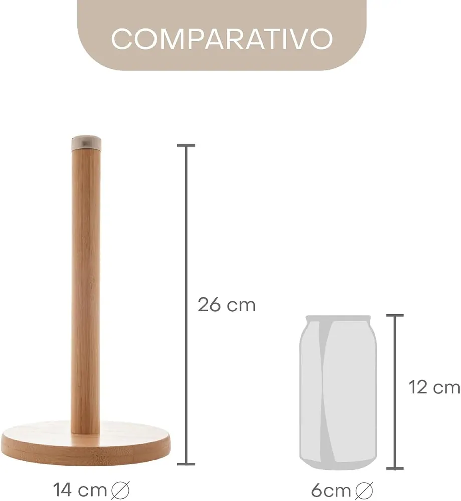 Lyor Porta Papel Toalha de Bambu 14 x 26cm