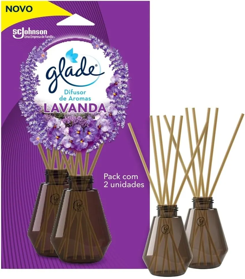 Glade Difusor de Ambiente Lavanda - Kit 2 Frascos 100ml com Varetas