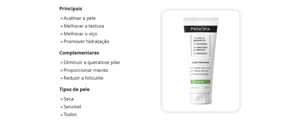 Informações da loção LH-02