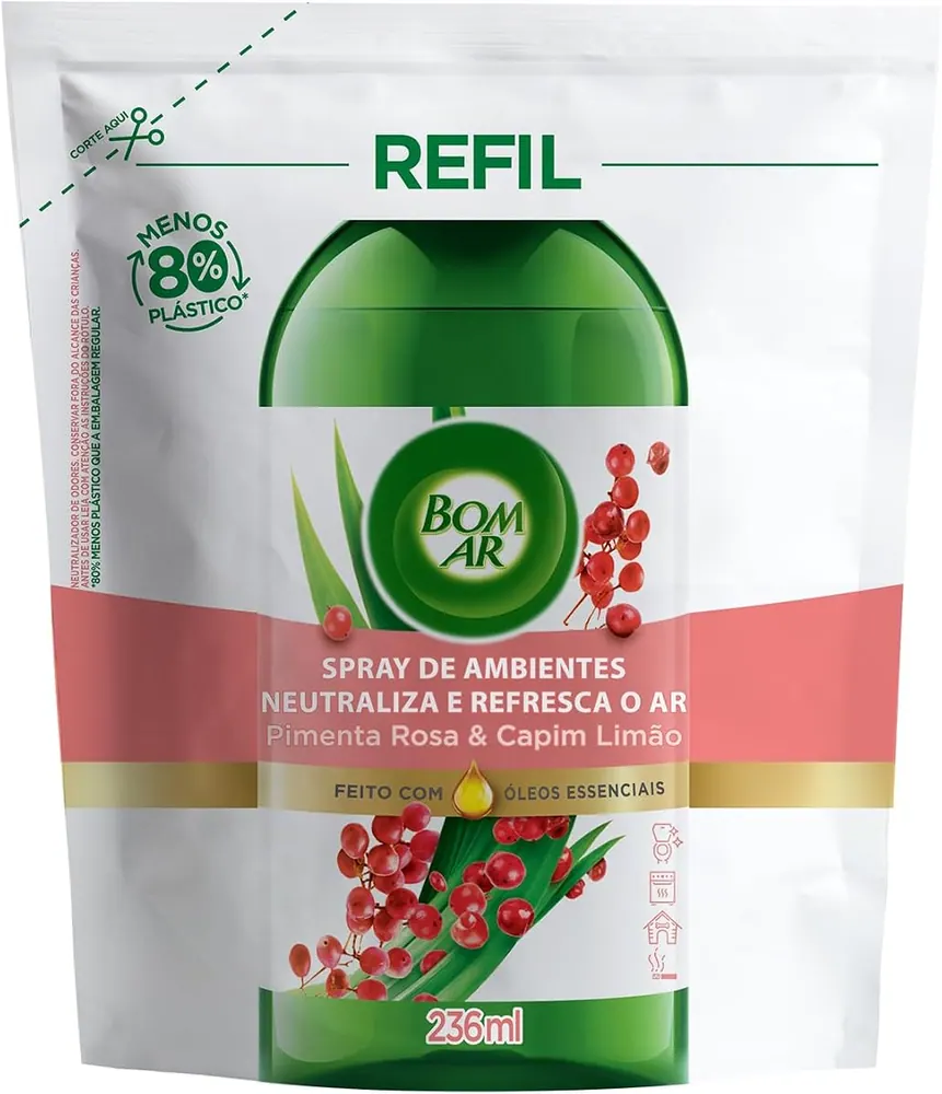 Bom Ar Refil Spray de Ambientes Pimenta Rosa e Capim Limão 236ml