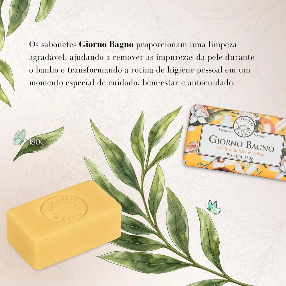 Giorno Bagno Sabonete em Barra Flor de Laranjeira e Vetiver 180g