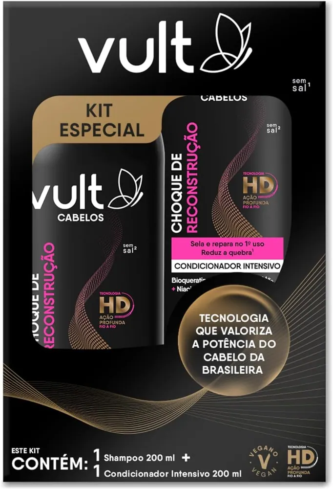 Vult Kit Shampoo e Condicionador Choque de Reconstrução 2 x 200ml