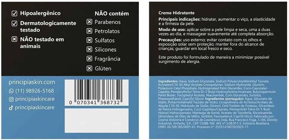 Principia Kit Hidratação e Proteção CH-01 + PS-01 FPS 60