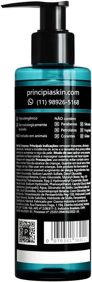 Principia Gel de Limpeza Facial GL-01 200g - 2% Ácido Salicílico + Glicerina