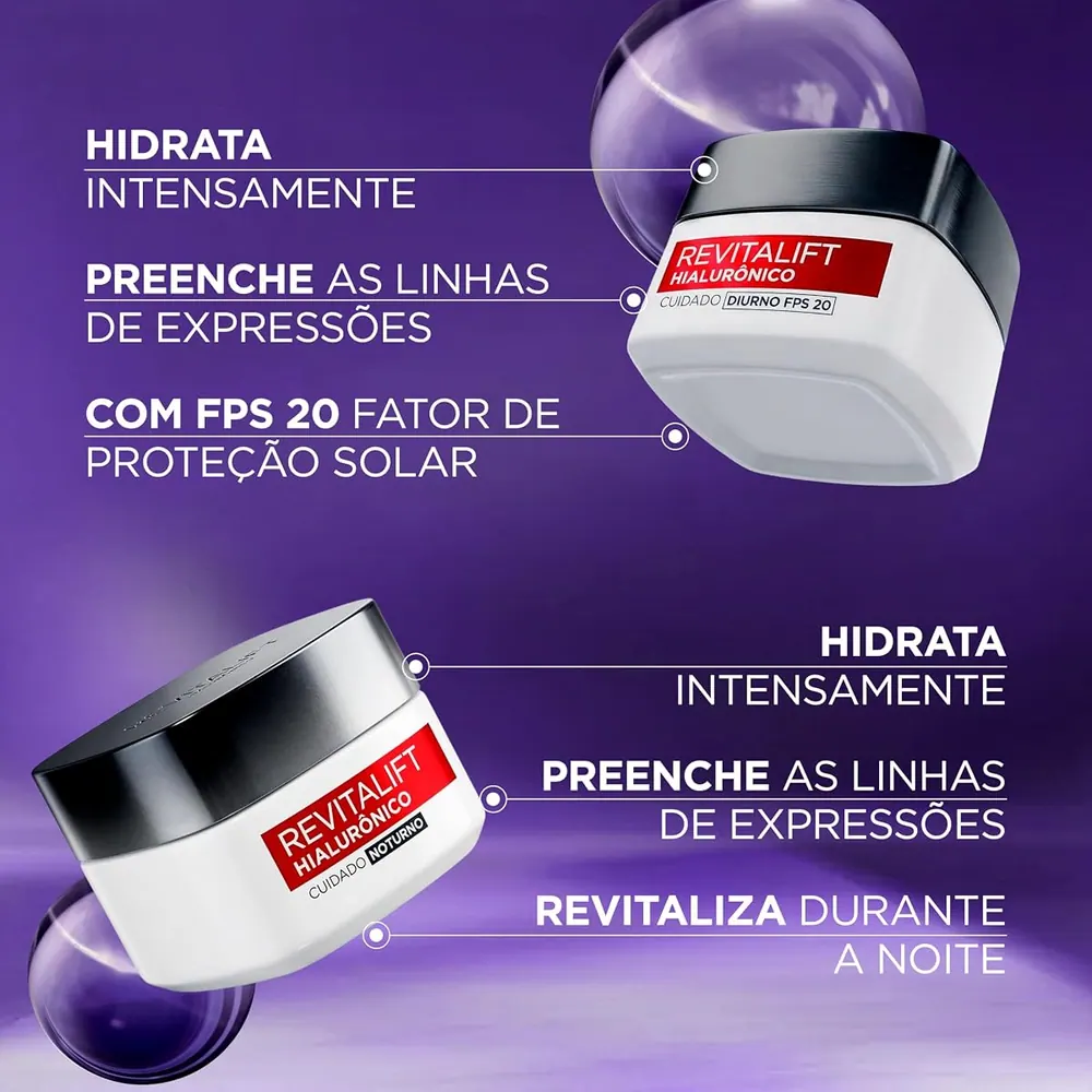 L'Oréal Paris Revitalift Hialurônico Kit Creme Diurno FPS 20 + Noturno - 2 x 49g