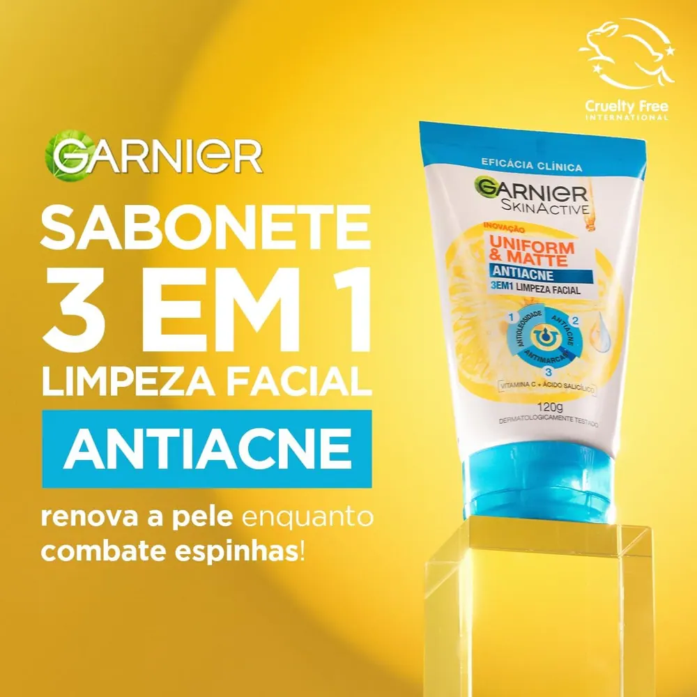 Garnier Uniform & Matte Sabonete Facial 3 em 1 Antiacne 120g