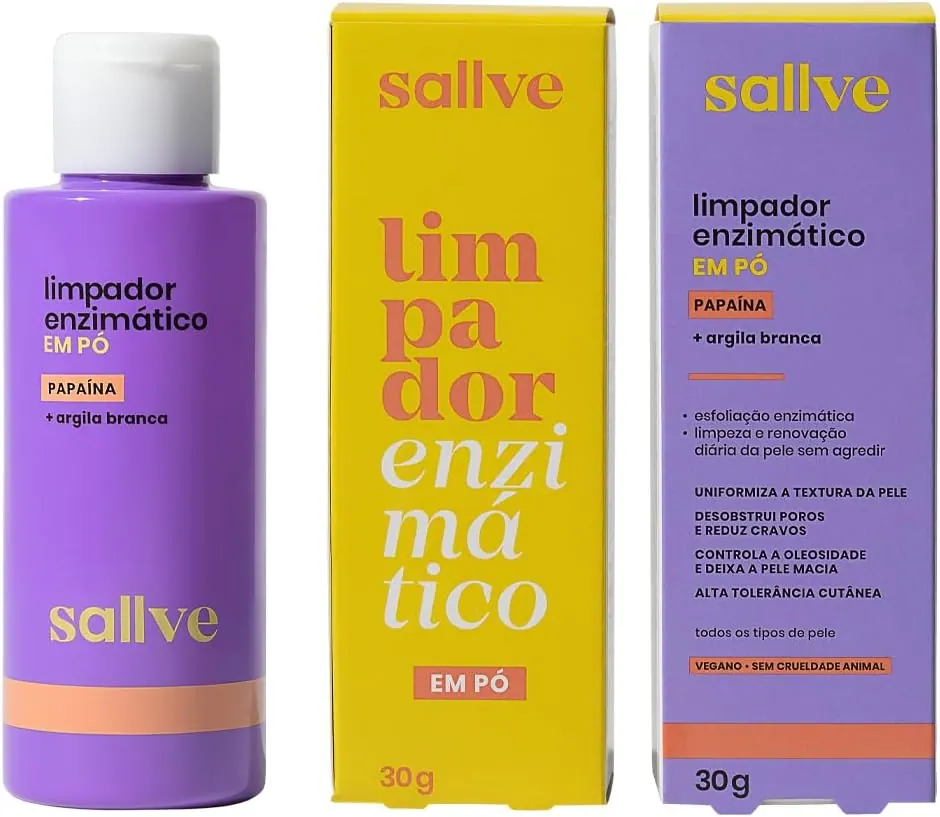 Sallve Limpador Enzimático em Pó com Papaína 30g