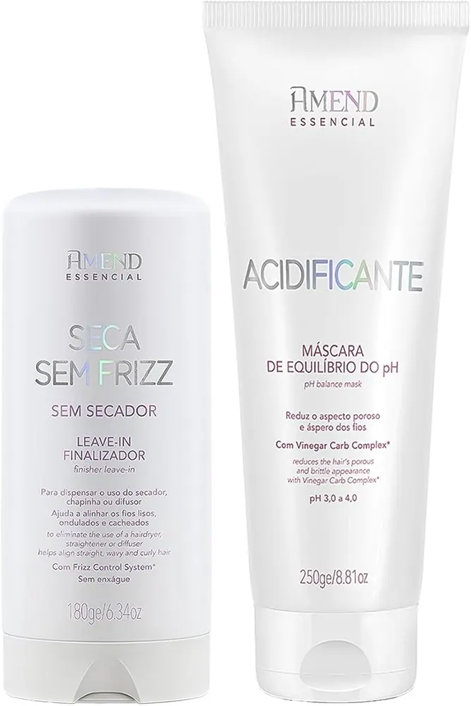 Amend Essencial Kit Leave-In Seca Sem Frizz 180ml + Máscara Acidificante 250g
