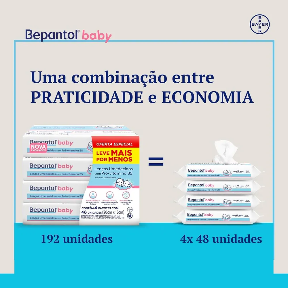 Bepantol Baby Lenço Umedecido Hipoalergênico - 192 Unidades