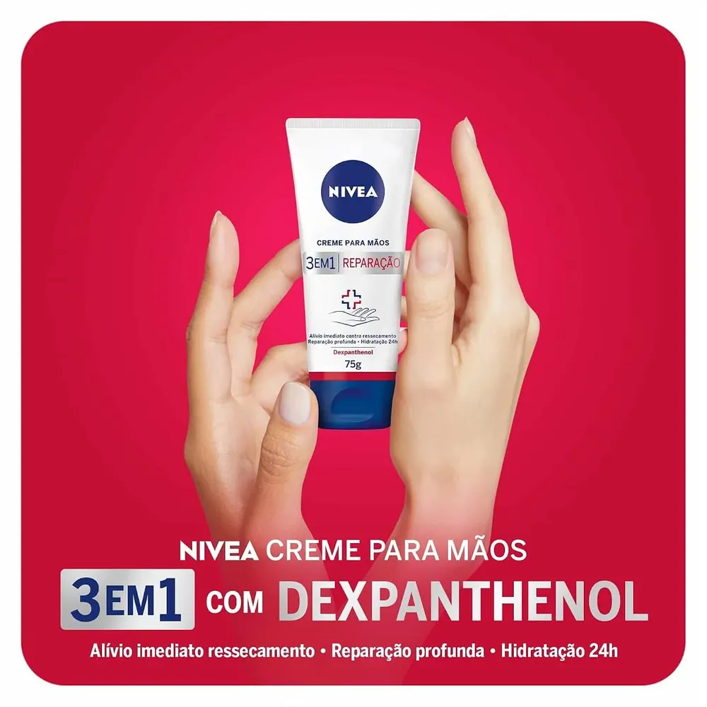 NIVEA Creme para Mãos Reparação 3 em 1 com Dexpantenol 75g