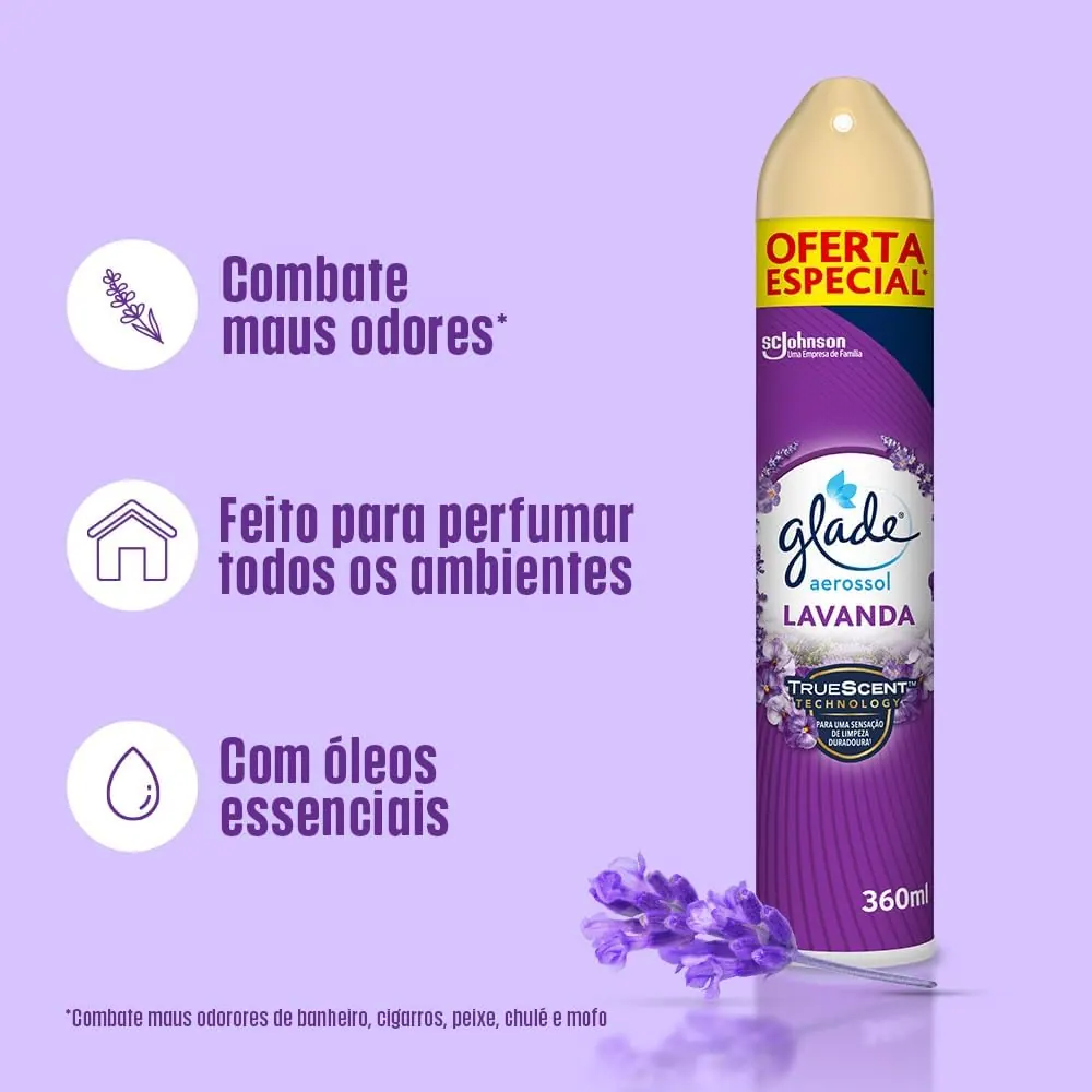 Glade Aromatizador de Ambiente Aerossol Lavanda 360ml