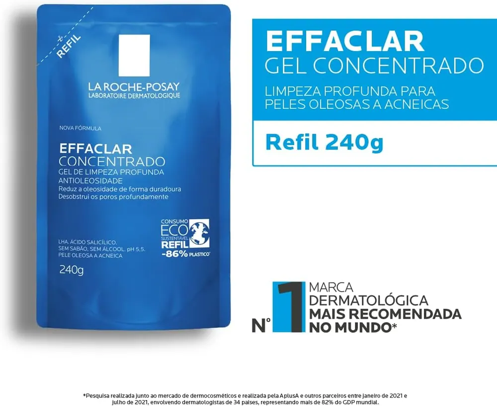La Roche-Posay Effaclar Gel Concentrado Gel de Limpeza Facial - Refil 240g