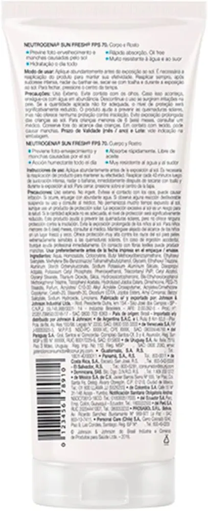 Neutrogena Sun Fresh Protetor Solar Corporal Loção FPS 70 200ml