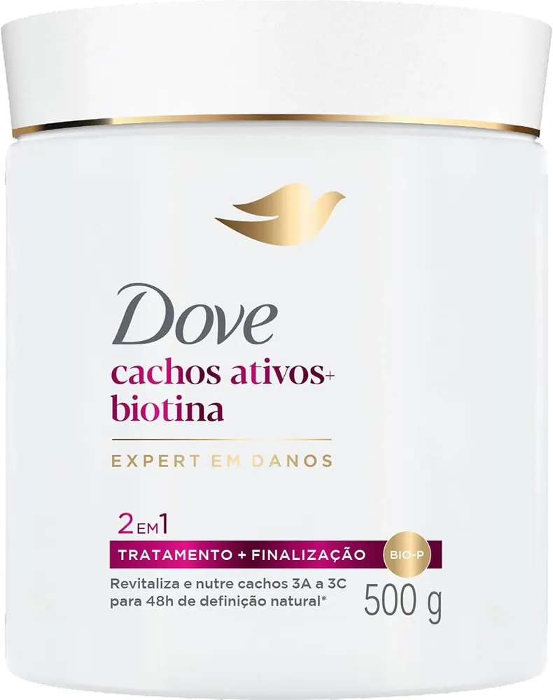 Dove Máscara Capilar 2 em 1 Cachos Ativos + Biotina 500g