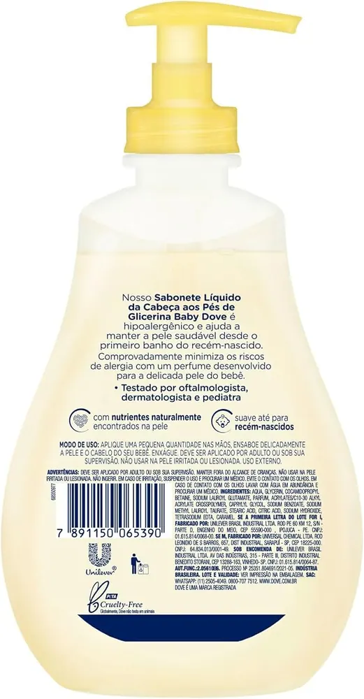 Baby Dove Sabonete Líquido Hidratação Glicerinada 400ml