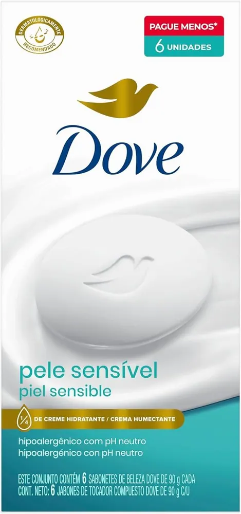 Dove Sabonete em Barra Pele Sensível - Kit 6 x 90g