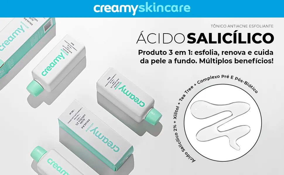 Ácido Salicílico 3 em 1: esfolia e renova a pele