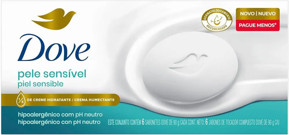 Dove Sabonete em Barra Pele Sensível - Kit 6 x 90g