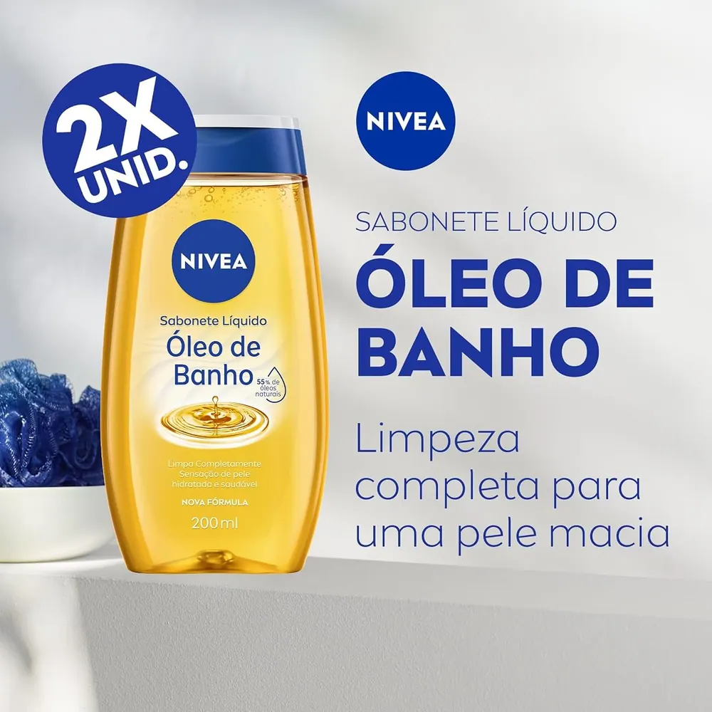 NIVEA Sabonete Líquido Óleo de Banho 200ml - Kit 2 Unidades