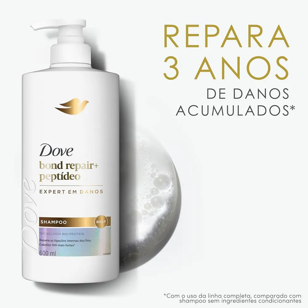 Dove Shampoo Bond Intense Repair + Peptídeo 600ml Pump