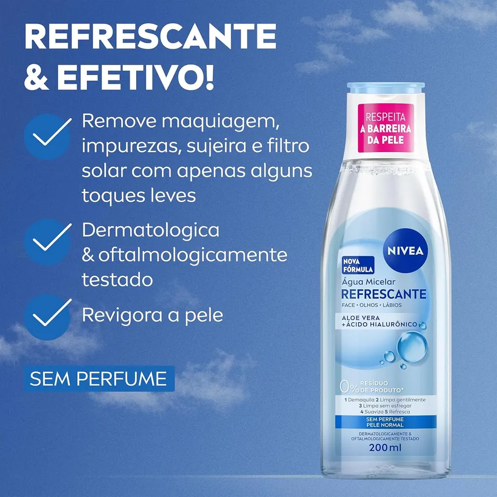 NIVEA Água Micelar Solução de Limpeza 7 em 1 Refrescante 200ml