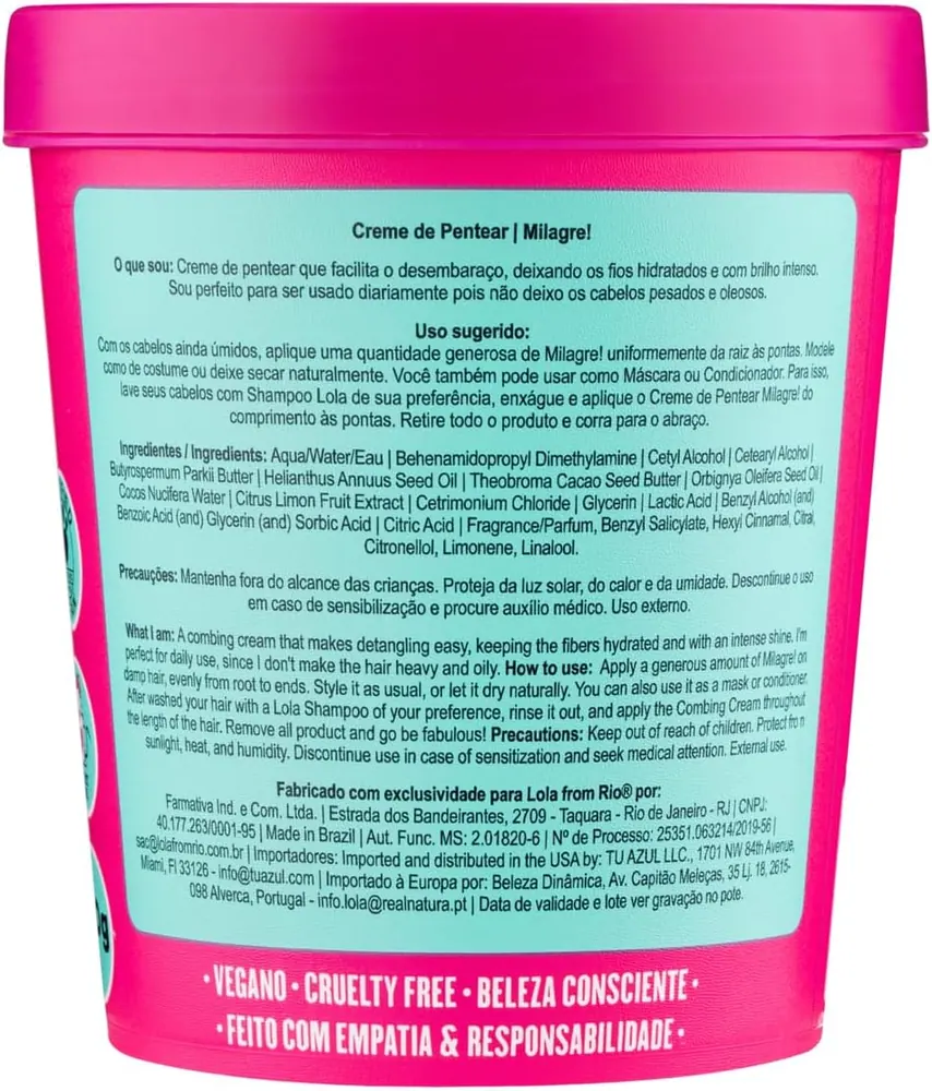Lola Cosmetics Milagre Creme para Pentear 450g