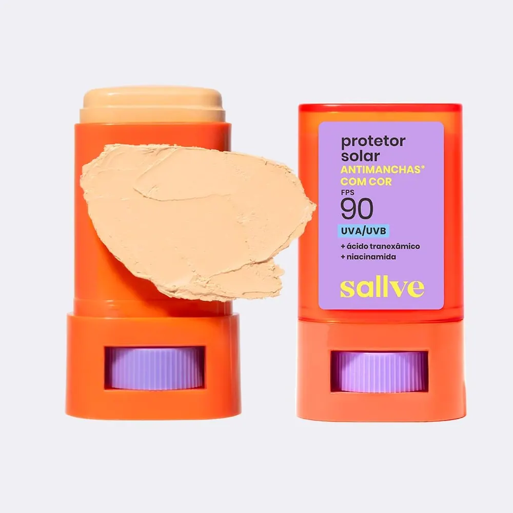 Sallve Protetor Solar em Bastão Antimanchas FPS 90 com Cor Tom 2 - 15g