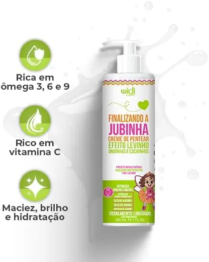 Widi Care Jubinha Creme de Pentear Finalizando a Jubinha Efeito Levinho 300ml