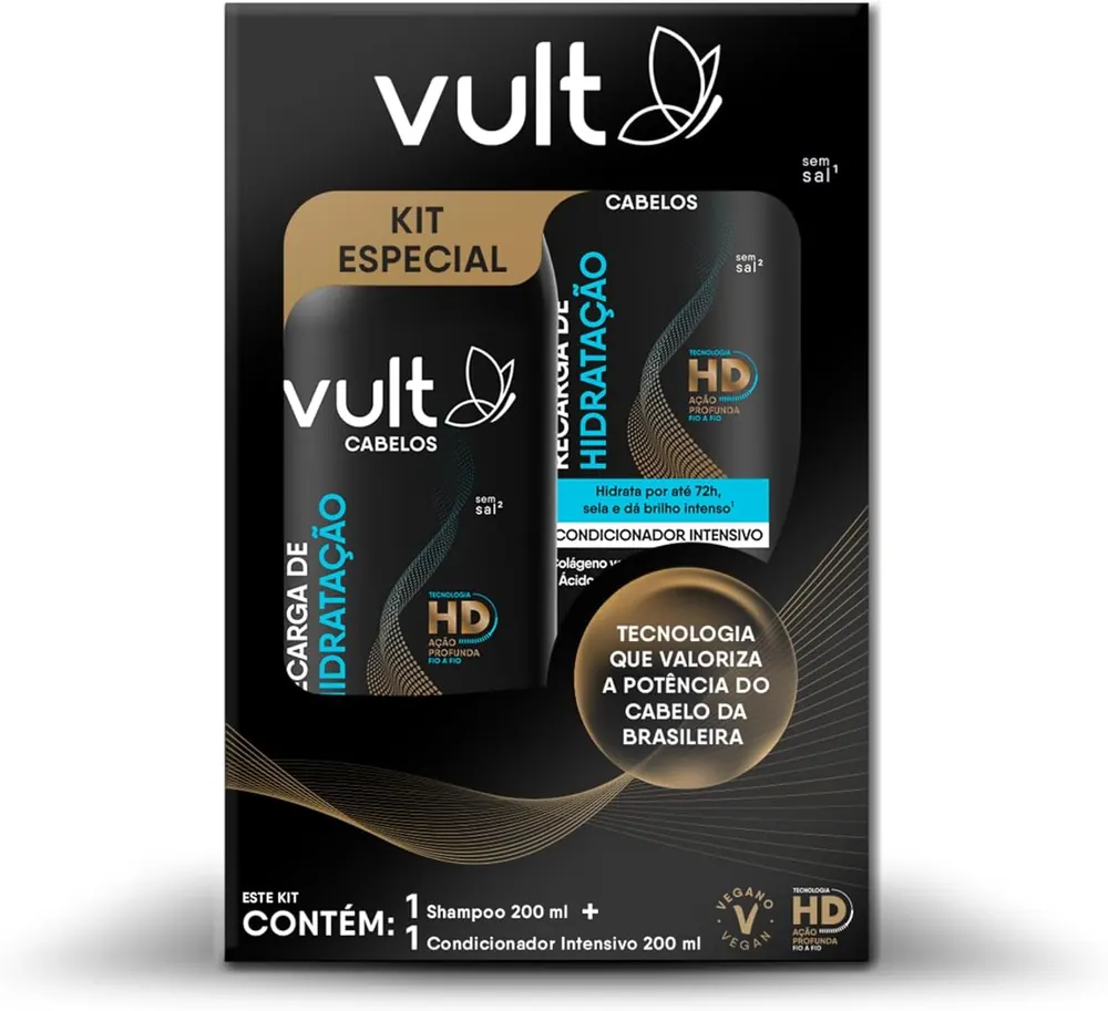 Vult Kit Shampoo e Condicionador Recarga de Hidratação 2 x 200ml