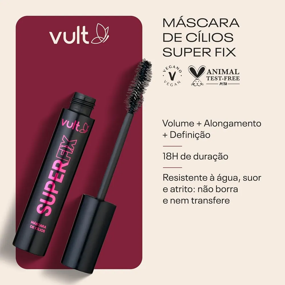 Vult Máscara de Cílios Super Fix Preta 10g