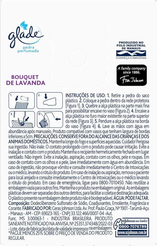 Glade Desodorizador Sanitário Pedra Bouquet de Lavanda 25g