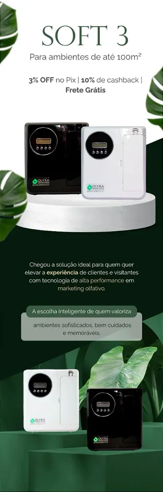 Aromatizador Profissional Olyra Soft 3 100m² - Nebulização a Seco Programável