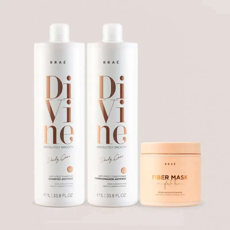 Braé KIT Divine Shampoo 1L + Condicionador 1L + Fiber Mask 500g