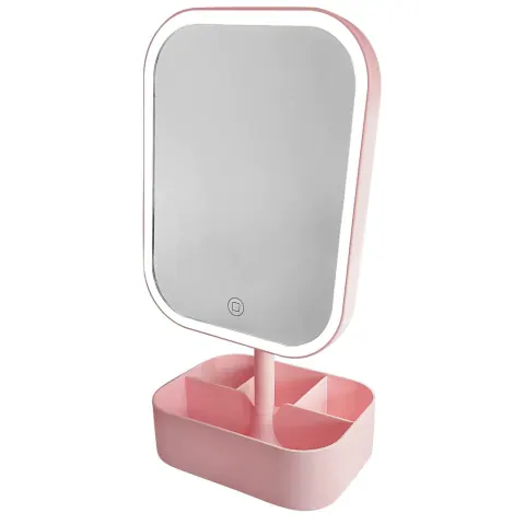 Espelho de Mesa com Luz LED e Aumento 5x - Touch Recarregável para Maquiagem