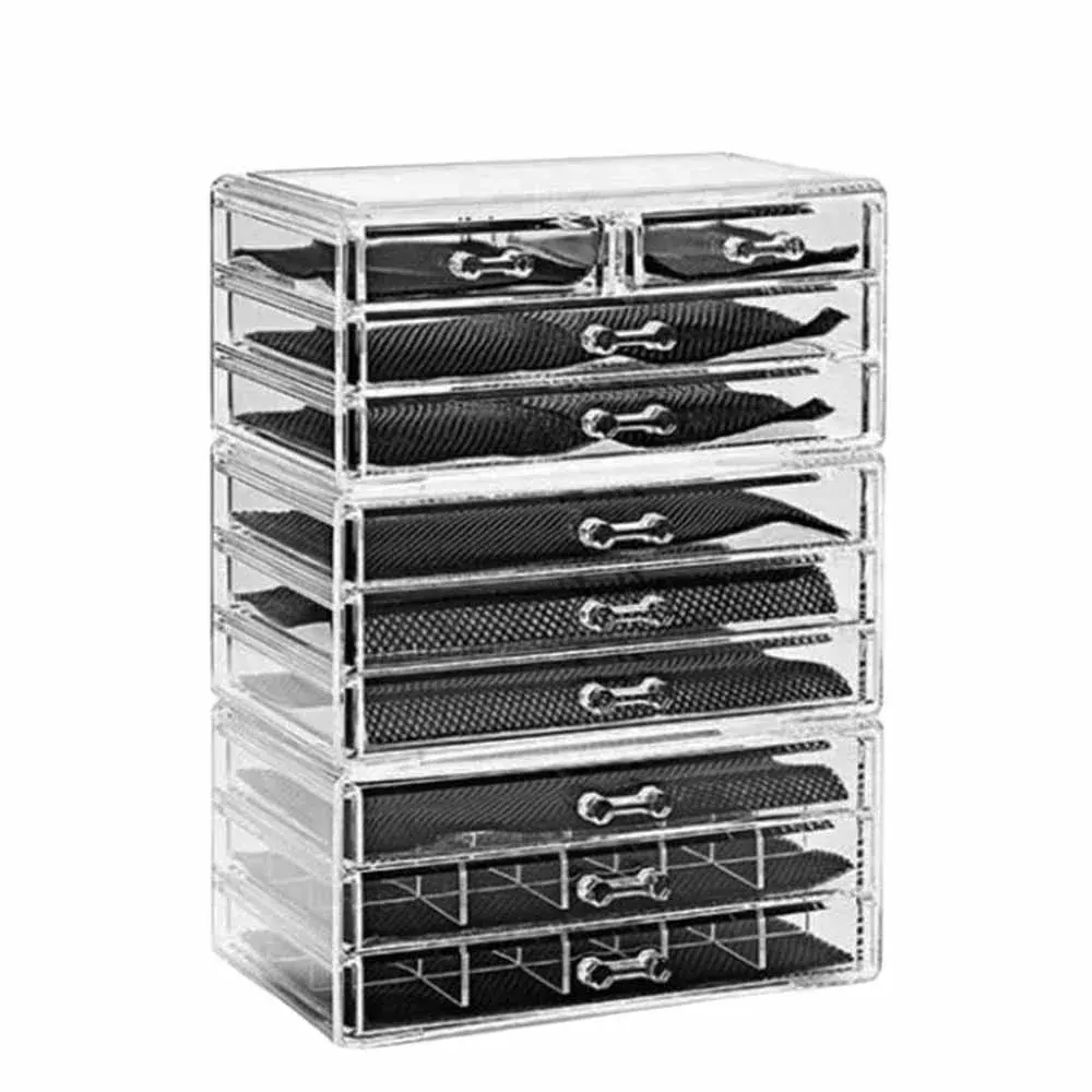 Organizador de Maquiagem Acrilico com 10 Gavetas - Porta Cosmeticos Transparente