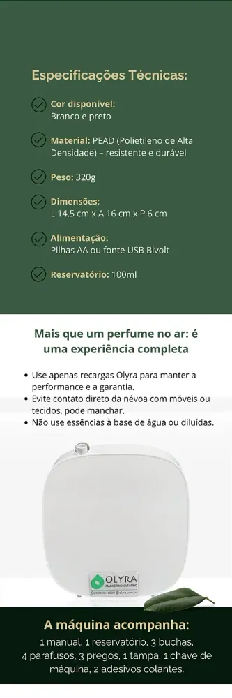 Aromatizador Profissional Olyra Comfort 45m² Bivolt - Marketing Olfativo