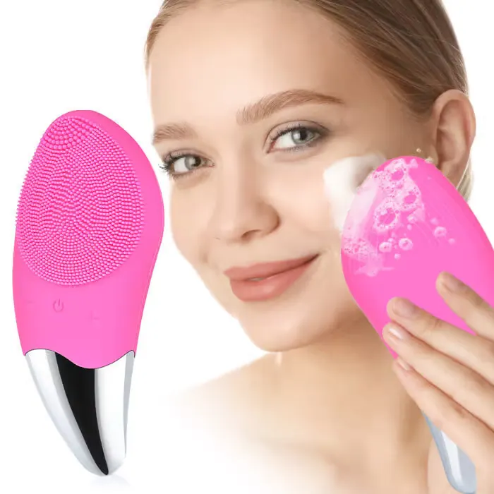 Escova de Limpeza Facial Sonica de Silicone - Recarregavel a Prova d Agua