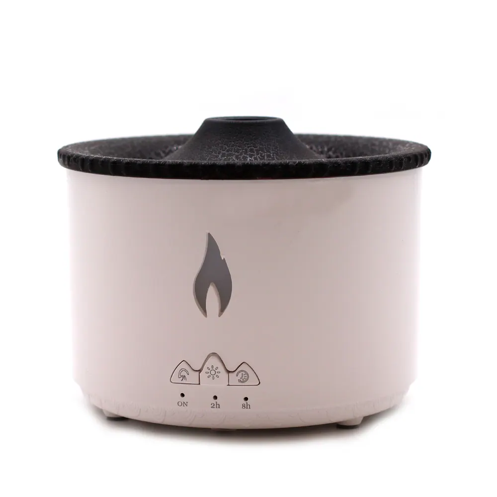 Difusor de Aromas Vulcão Efeito Chama 880ml - Umidificador LED 7 Cores Bivolt