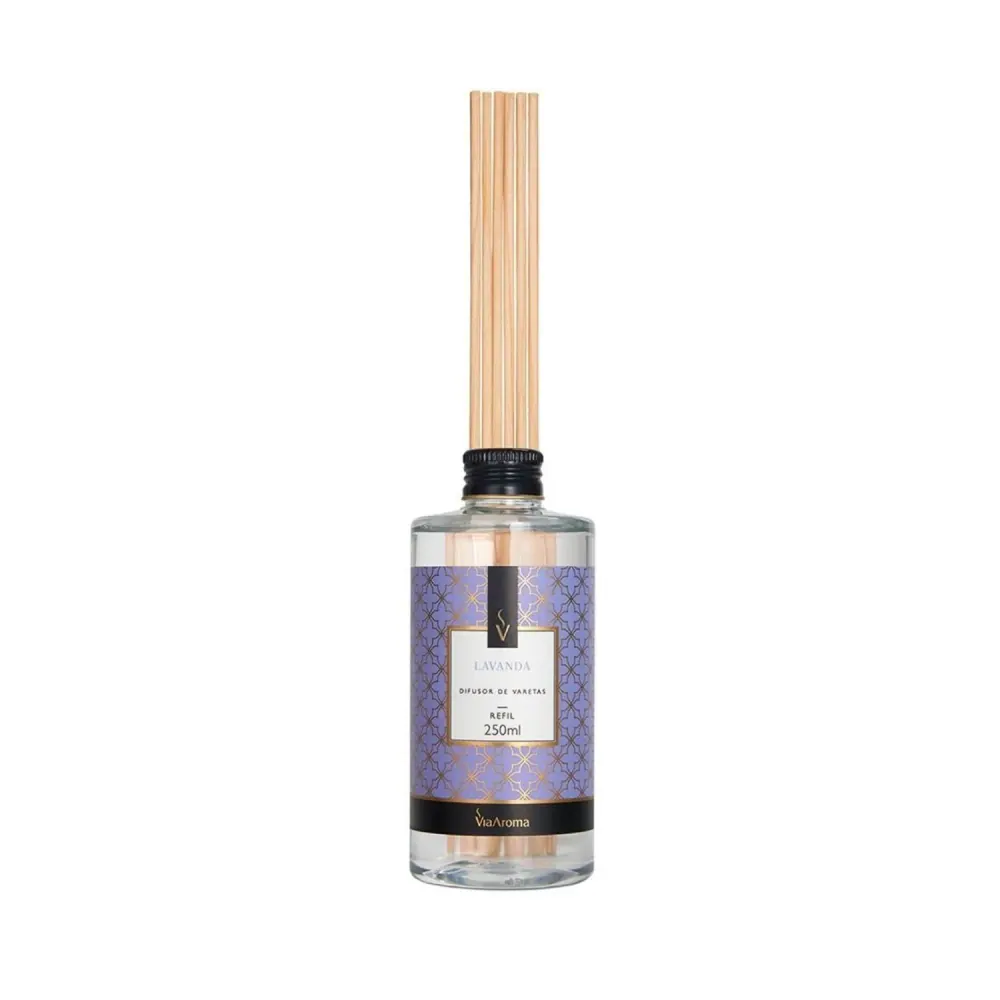 Refil Difusor de Varetas 250ml com 6 Varetas de Fibra - Fragrância Lavanda