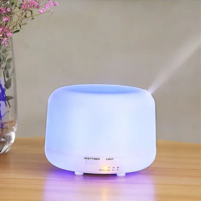 Difusor de Aromas Ultrassônico 300ml Cor Madeira - LED 7 Cores com Controle Remoto Bivolt